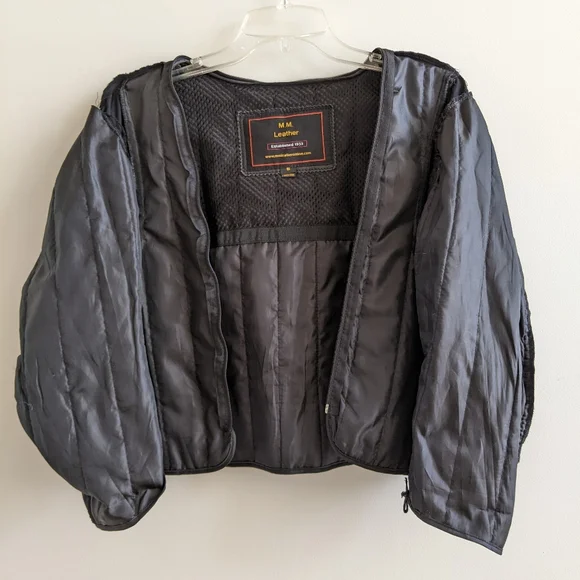 Women's M&M Leather Black Leather Motorcycle Riding Jacket - Picture 6 of 7